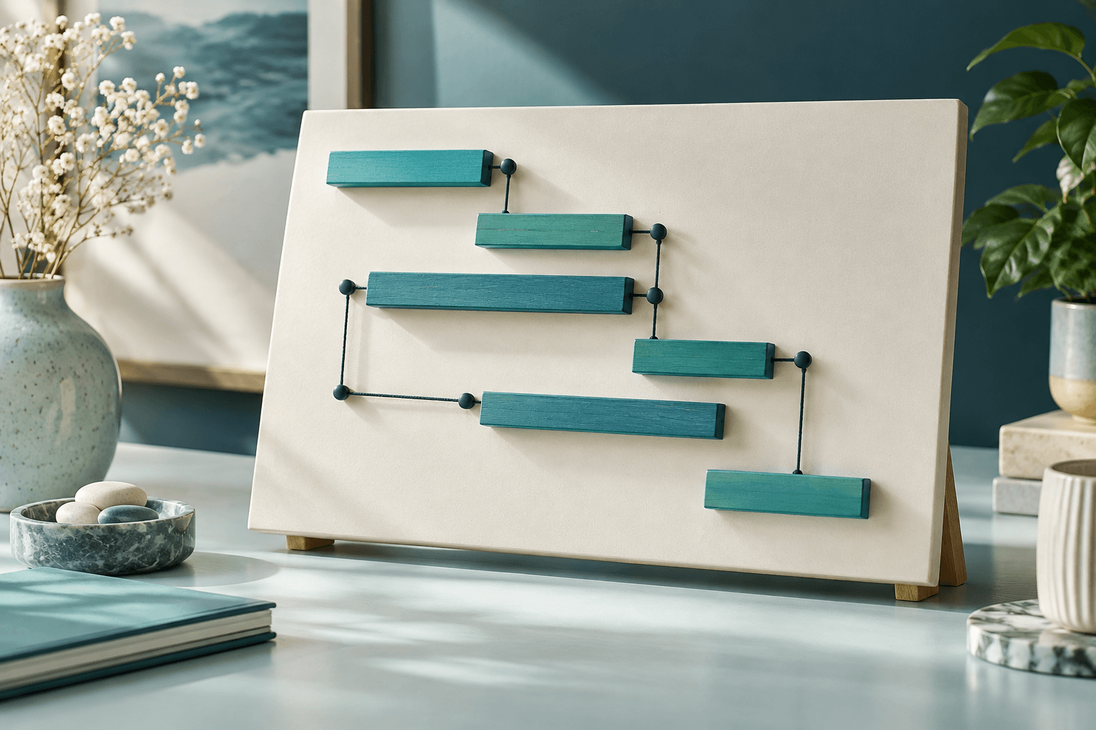 Original decorative study illustration for Gantt Charts, PERT and Schedule Baselines: Know Which Question Each One Answers