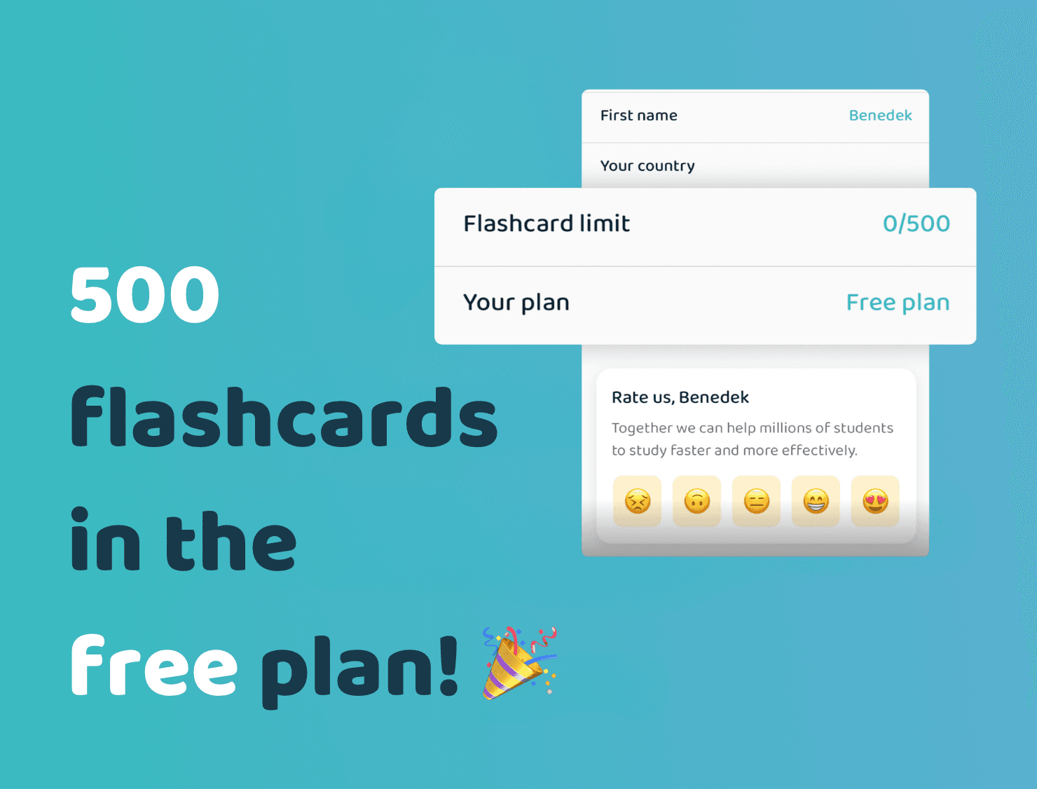 Create up to 500 flashcards for free in Voovo!
